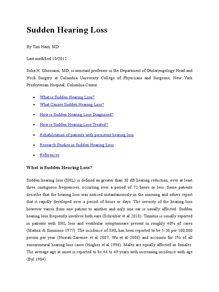 Understanding Sudden Hearing Loss Causes, Diagnosis, Treatment Options