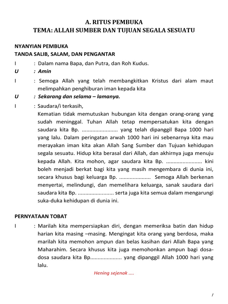 Teks Misa Arwah 1000 Hari | Pdf