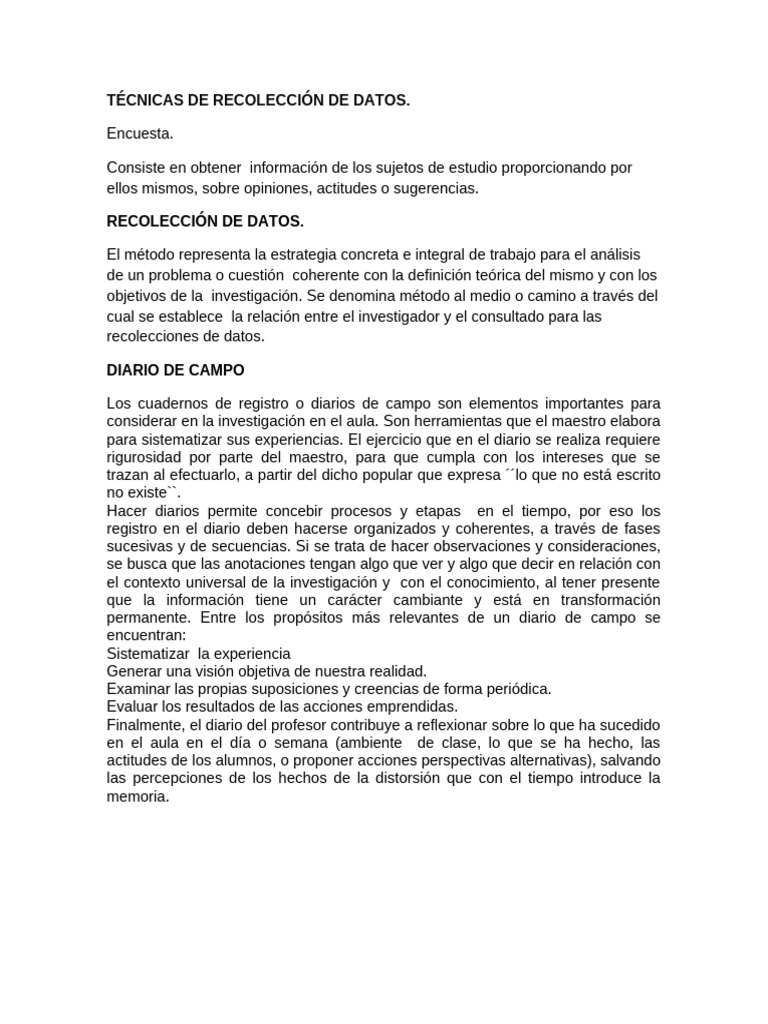 Técnicas de Recolección de Datos | PDF | Método científico | Conocimiento