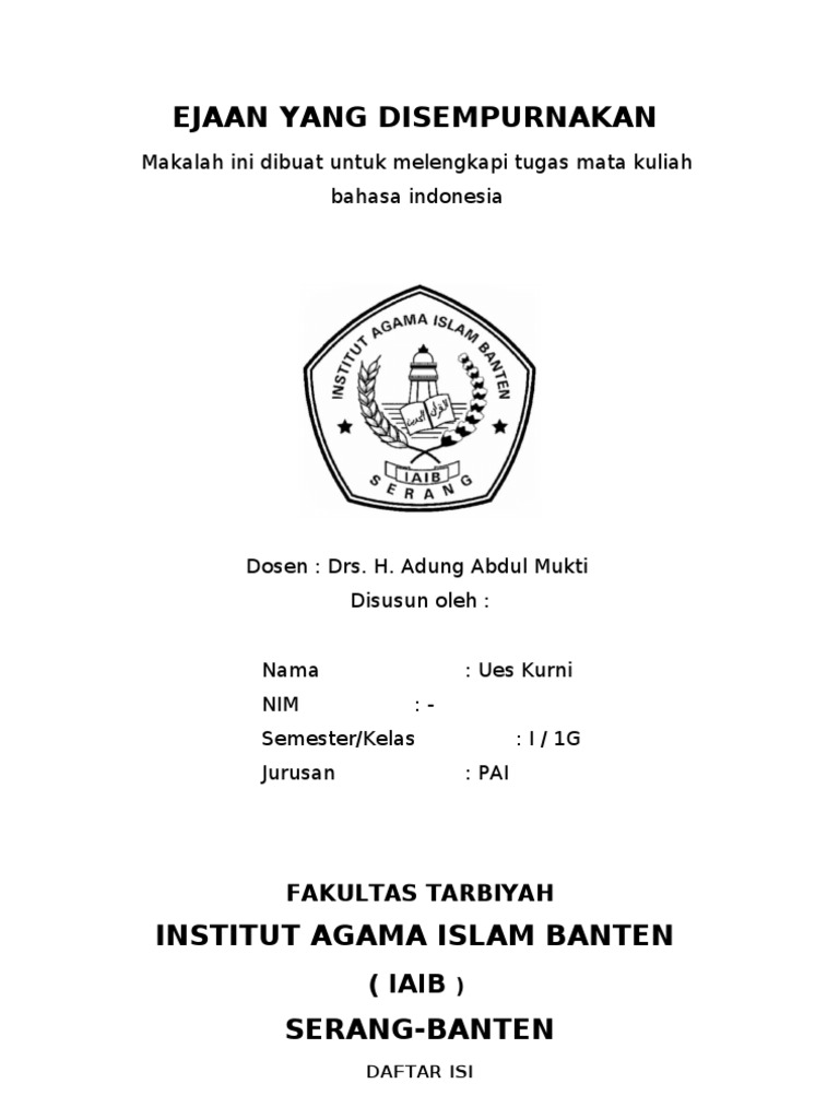 Makalah Ejaan Bahasa Indonesia Yang Disempurnakan