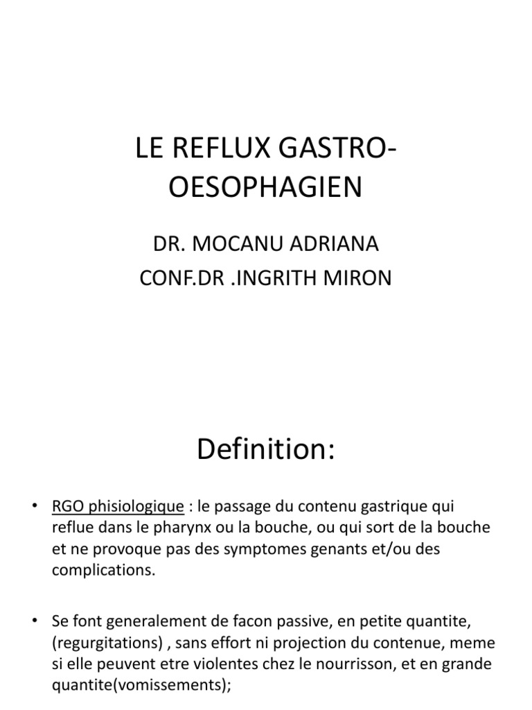 Cours Rgo Pdf Estomac Reflux Gastro œsophagien