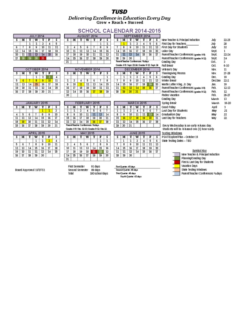 Tusd 14 15 Calendar | PDF