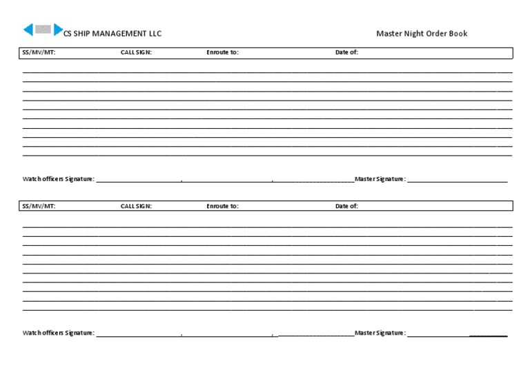 Master Night Order Book PDF