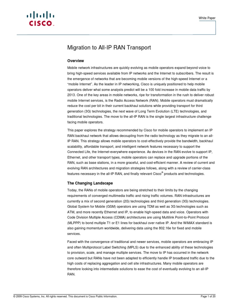 Cisco Migration Toall IP RAN Transport | PDF | Multiprotocol Label ...