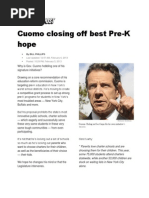 Cuomo Closing Off Best Pre-K Hope