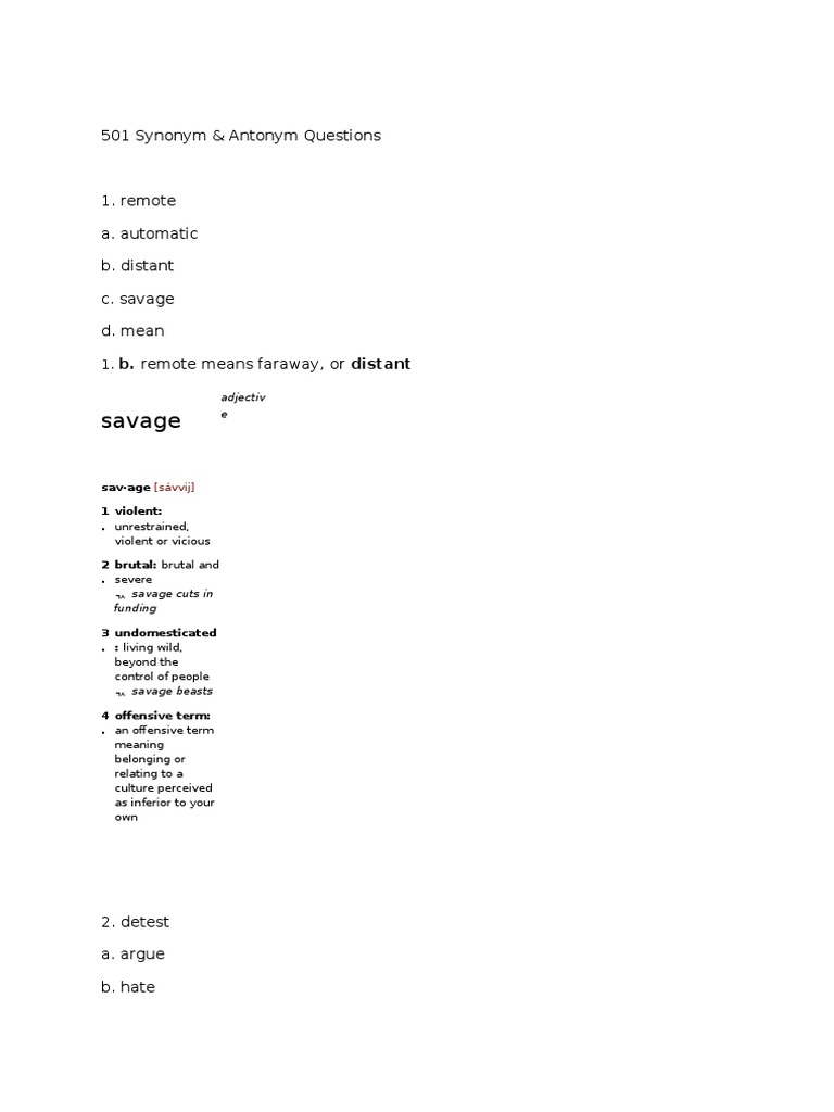 Synonym and Antonyms PDF Verb Rules