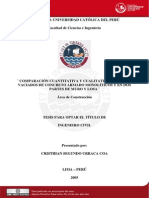 2005 Comparación Cuantitativa y Cualitativa Entre Los Vaciados de Concreto Armado Monoliticos y en Dos Partes de Muro y Losa