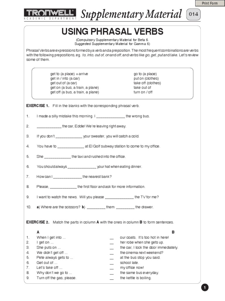 Mastering Phrasal Verbs Exercises | PDF | Phrase | Verb
