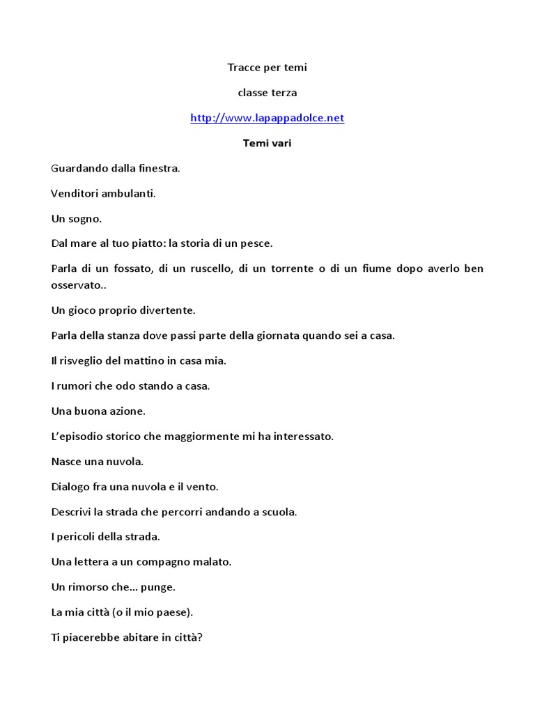 Tracce Per Temi Terza Classe PDF