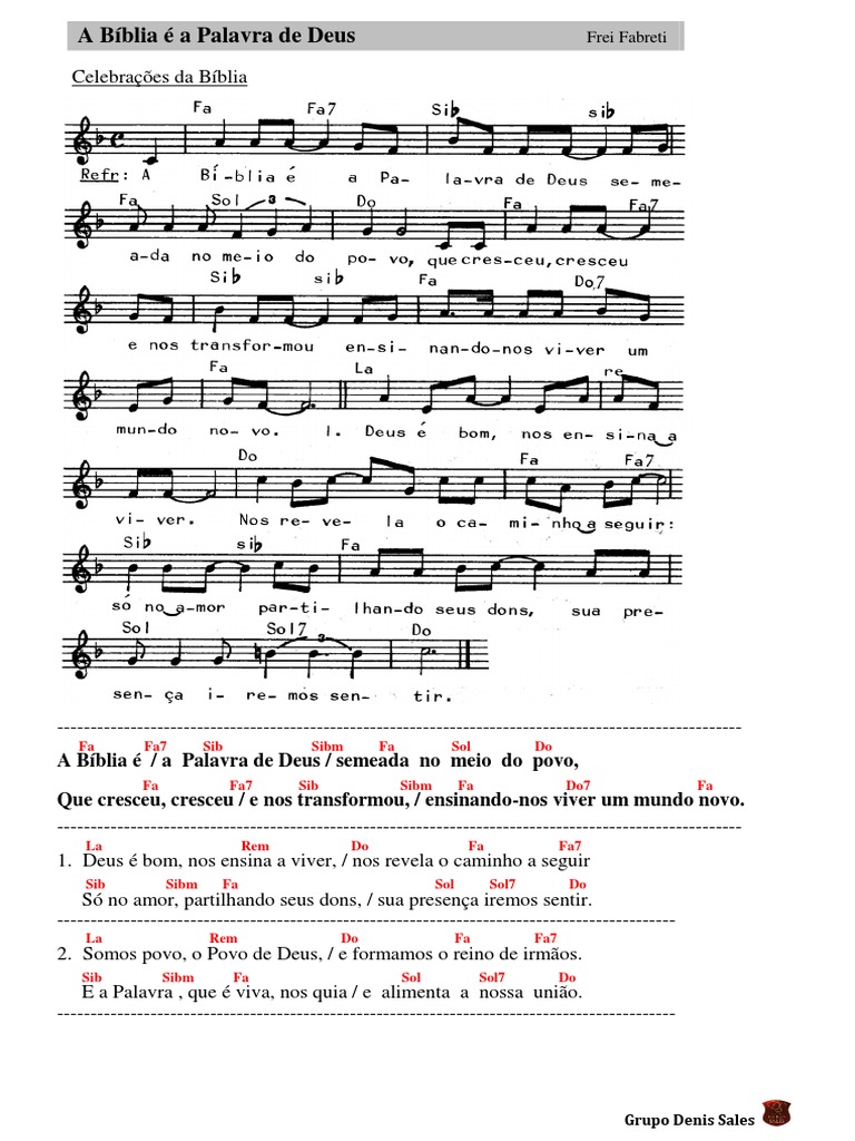A Biblia É A Palavra de Deus - Partitura | PDF