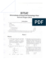 BITSAT 2012 Sample Paper