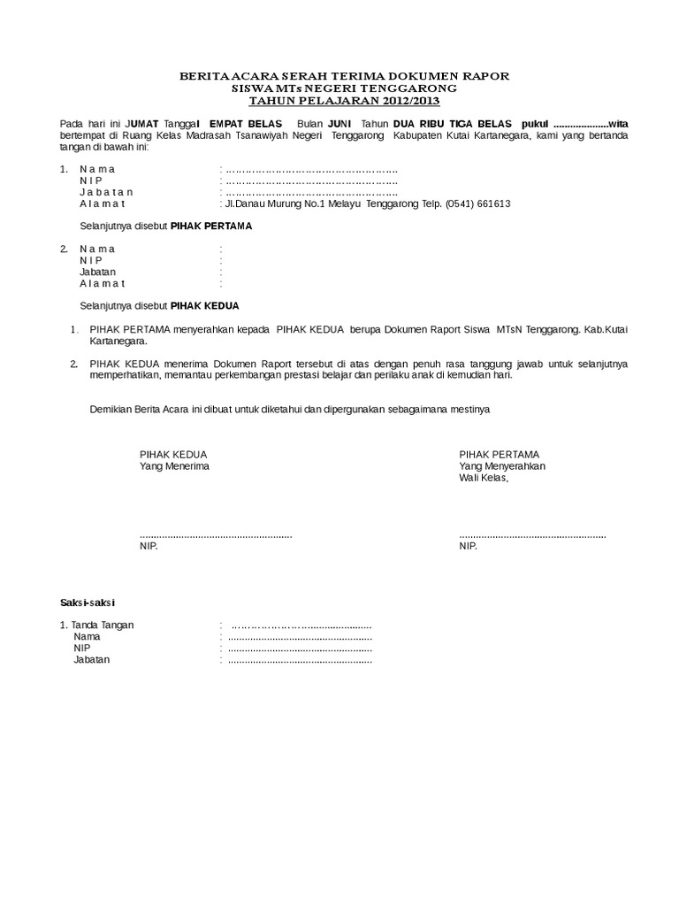 Contoh Surat Serah Kunci Pejabat Dalam English