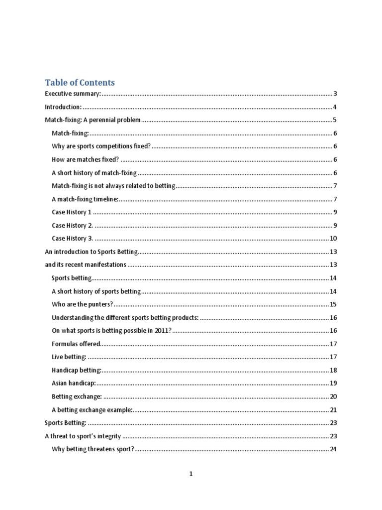 Match Fixing PDF Gambling Odds