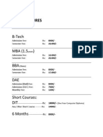 Fee Structures: B-Tech