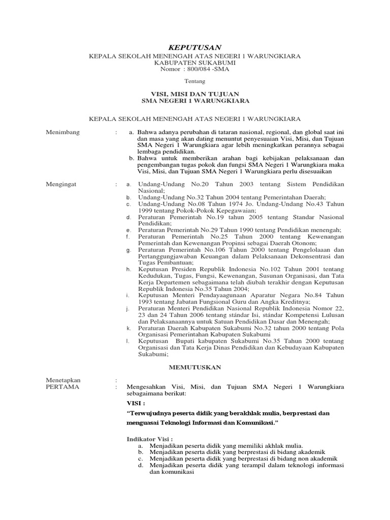 Contoh Berita Acara Visi Misi - Contoh Niat