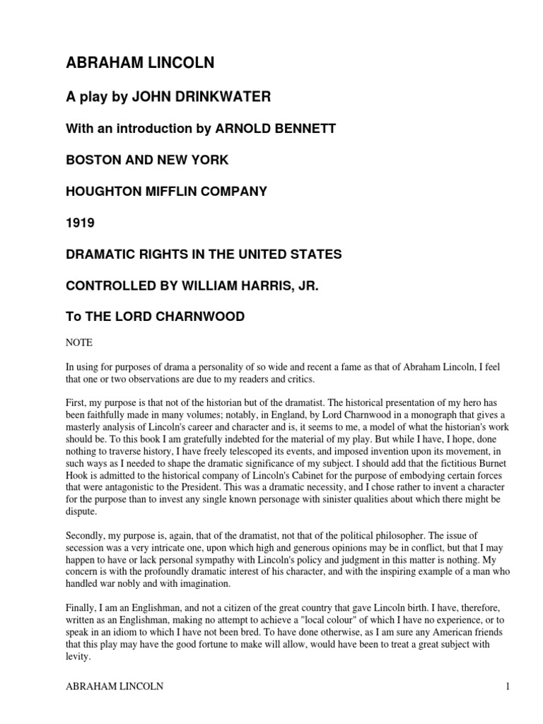 Abraham Lincoln By Drinkwater John 1882 1937 Pdf Abraham Lincoln Confederate States Of America