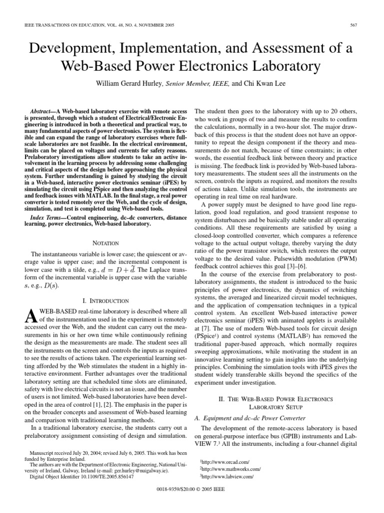 Development, Implementation, and Assessment of A | PDF | Power Supply ...