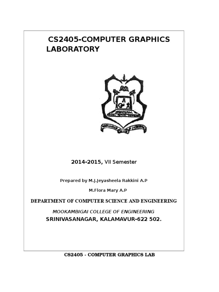 Cs2405 Computer Graphics Lab Manualnew Computer Graphics 2 D