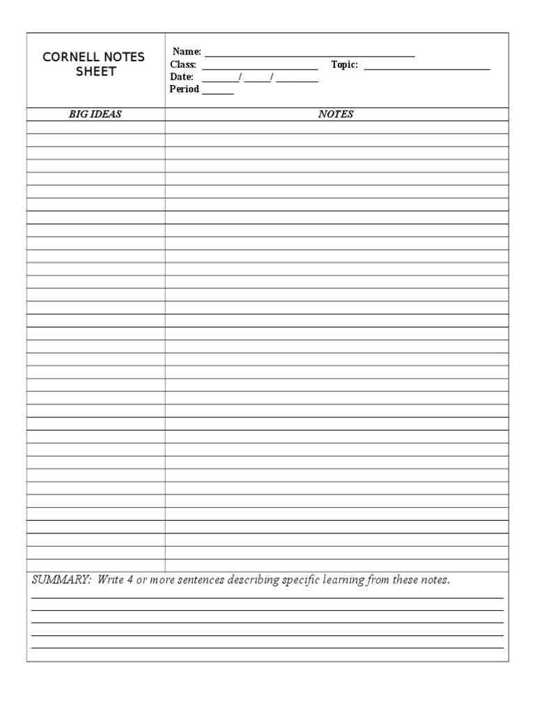 Student Note-Taking Template | PDF | Computers