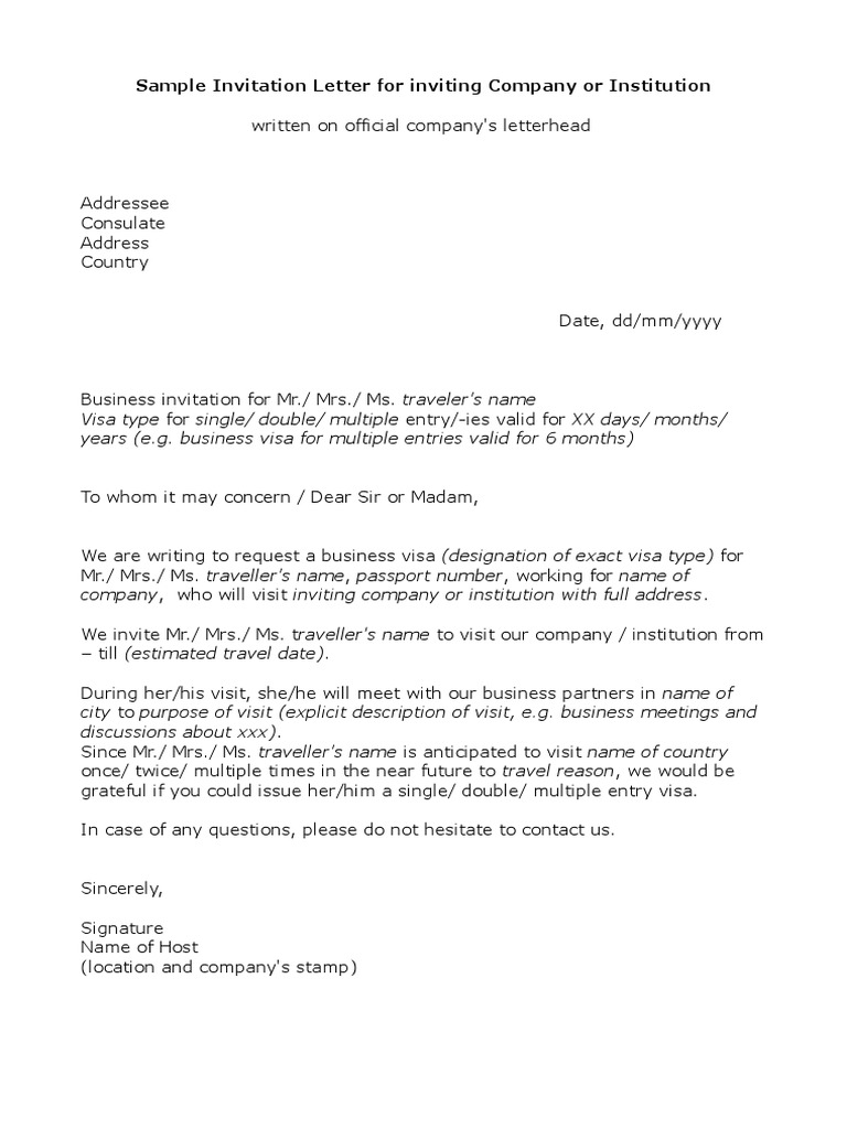 Letter Of Invitation To Ireland Sample Editable Sampl vrogue.co