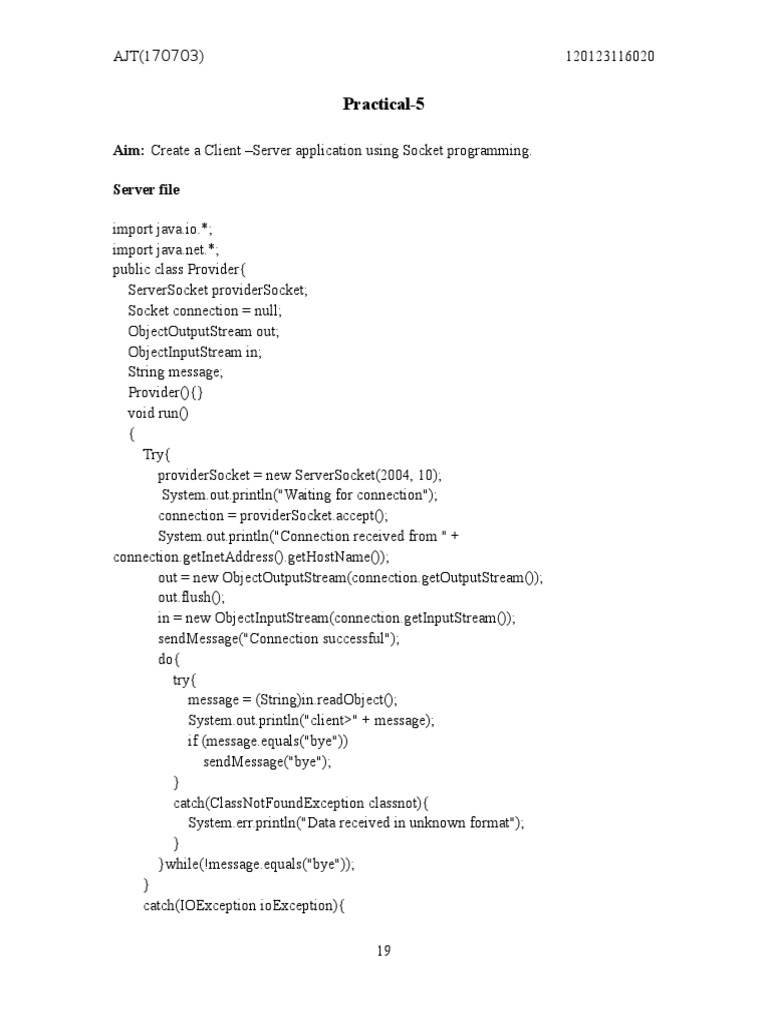 Client-Server Socket Programming Example | PDF | Teaching Methods ...