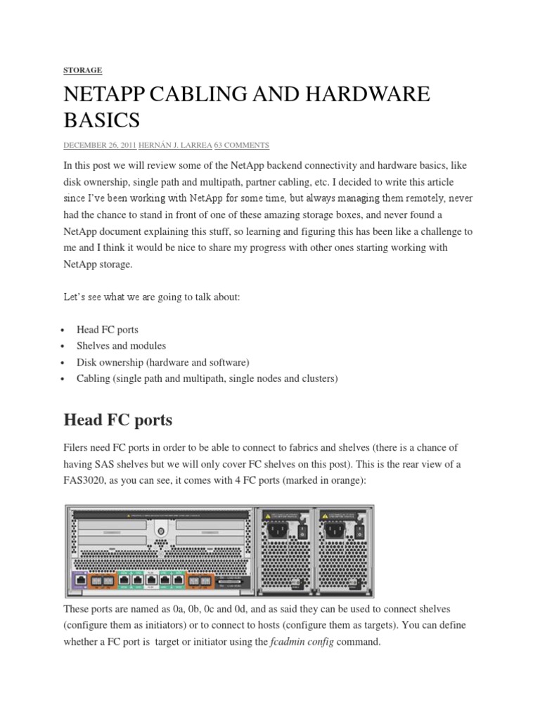 NetApp Cabling and Hardware Basics | PDF | Disk Storage | Computer Data