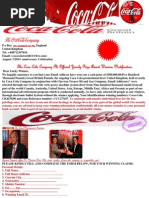 The Coca Cola Company PLC Official Yearly Prize Award Winners Notification