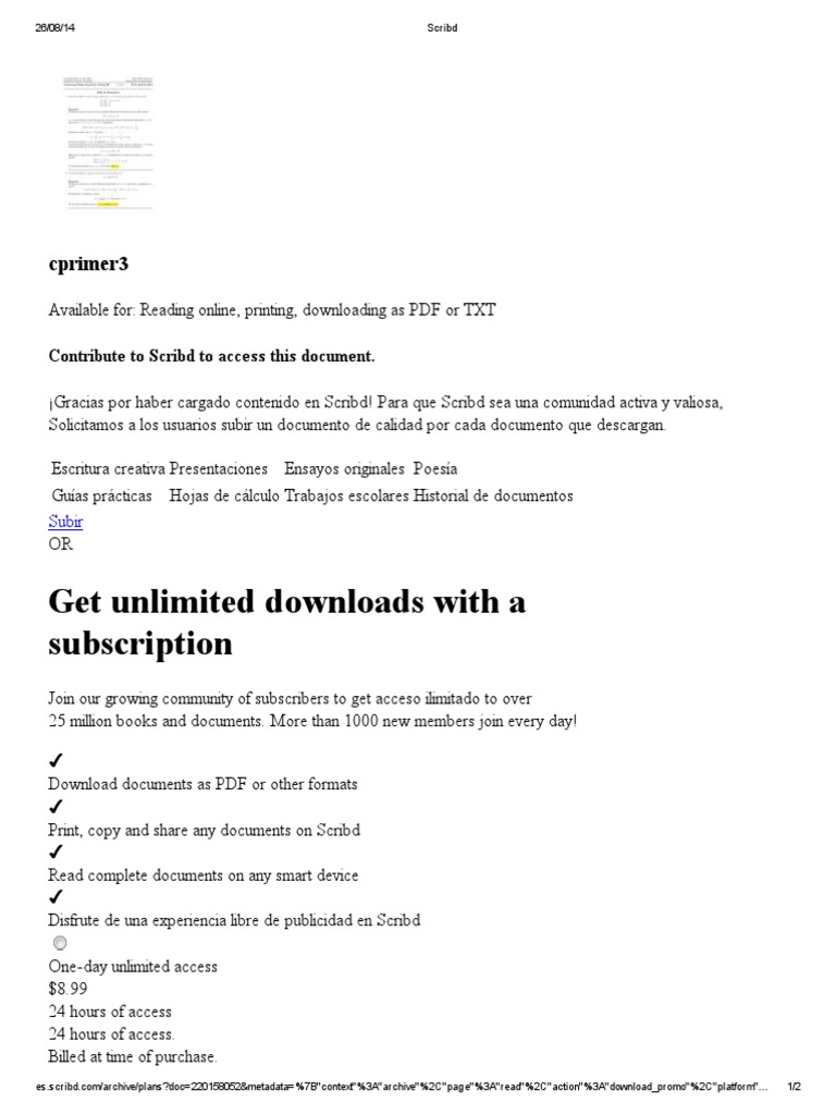 Scribd Subscription Plans Overview | PDF