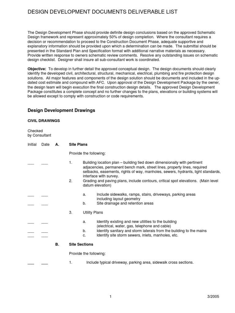 Aia Design Development Deliverable List Pdf Wall Framing Construction
