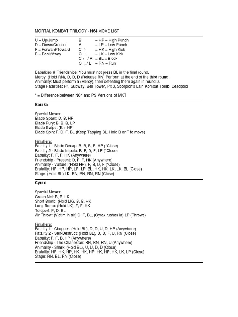 MK Trilogy - Golpes PDF | PDF | Video Games | Mythopoeia, image size:768x1024