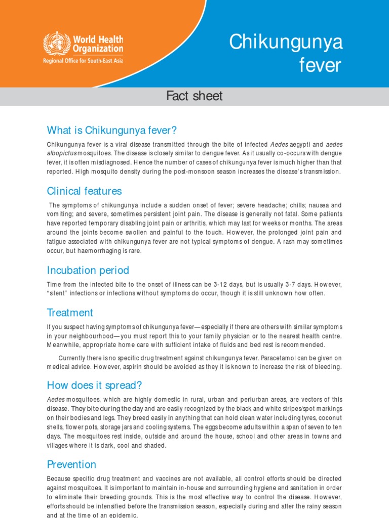 Chikungunya Fever - WHO FactSheet | PDF | Diseases And Disorders ...