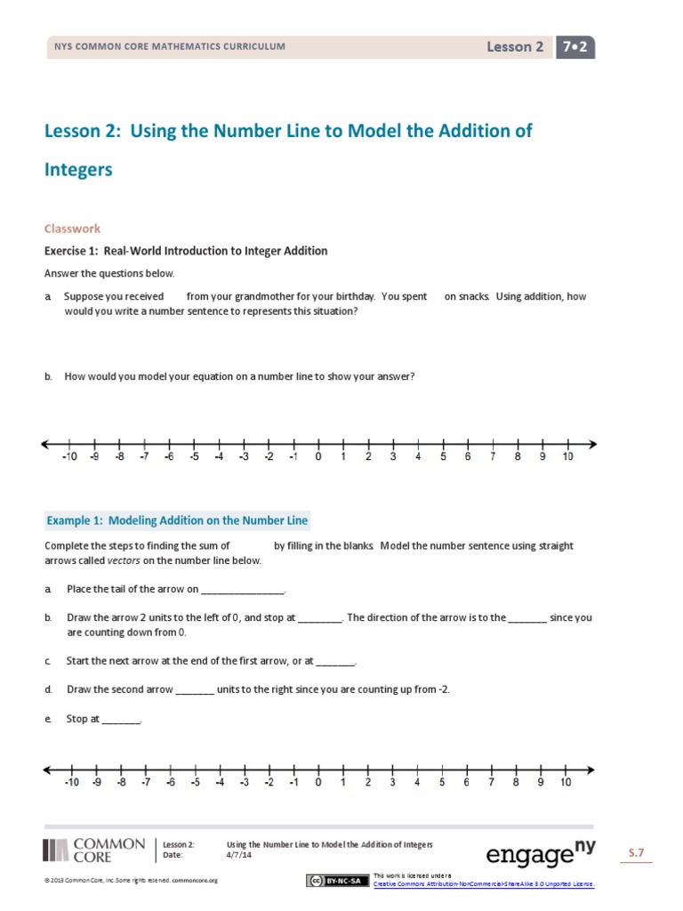 Lesson 2 Using The Number Line To Model The Addition of Integers | PDF ...