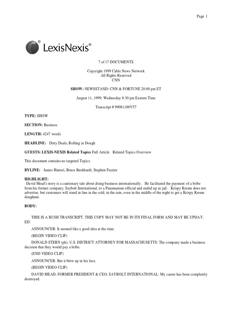 David Mead CNN Story PDF Bribery Prosecutor
