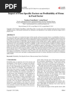 Impact of Firm Specific Factors on Profitability of Firms  in Food Sector 