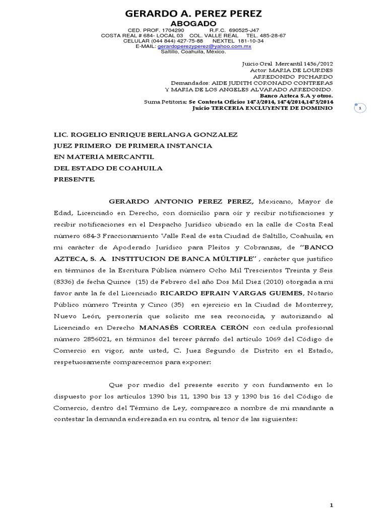 Juicio Oral Mercantil 1456 Demanda judicial Sentencia (Ley)