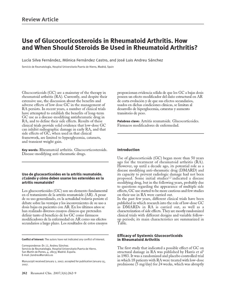 Use of Glucocorticosteroids in Rheumatoid Arthritis. How and When ...