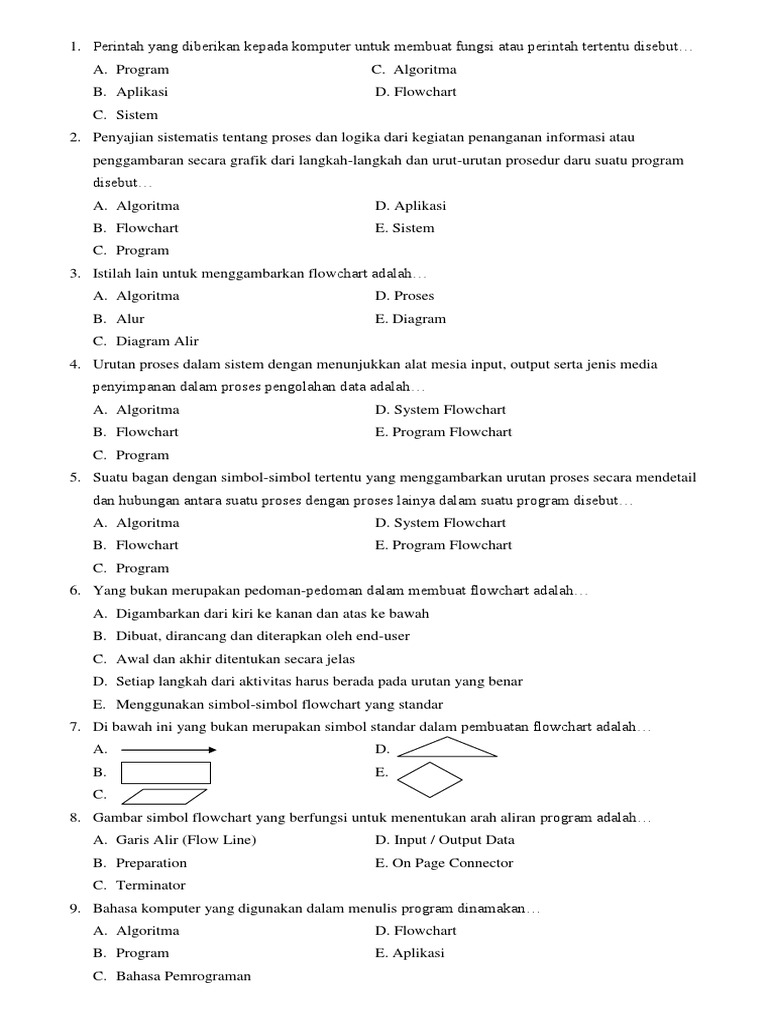 Soal 30 Abc 5 Esay Pemrograman Dasar