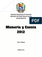 Memoria y Cuenta 2012 Tomo I