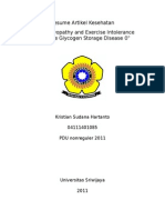 Resume Artikel Kesehatan "Cardiomyopathy and Exercise Intolerance in Muscle Glycogen Storage Disease 0"