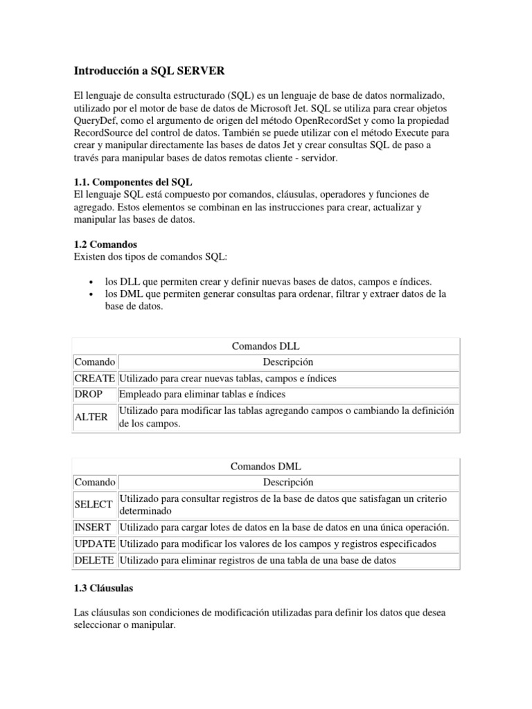 Guía Básica de SQL Server | PDF