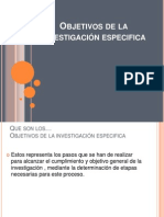 Objetivos de La Investigación Especifica EXPO