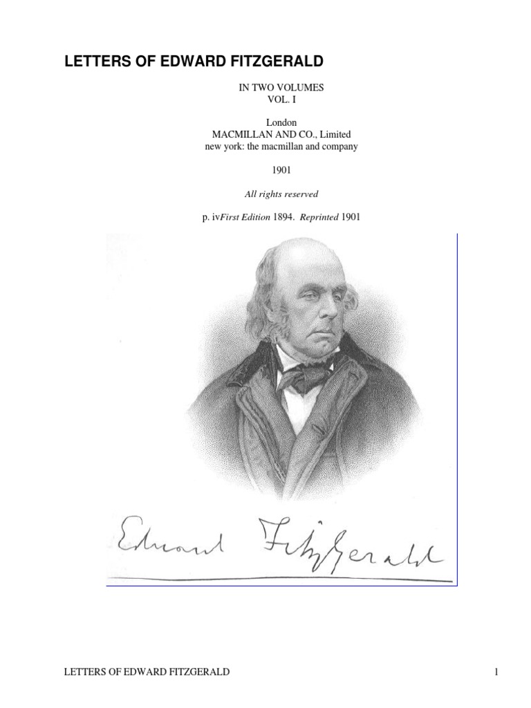 Edward FitzGerald's Letters, Vol. I | PDF | Singing