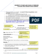 University of Maryland School of Medicine: Curriculum Vitae Standard Format Guidelines