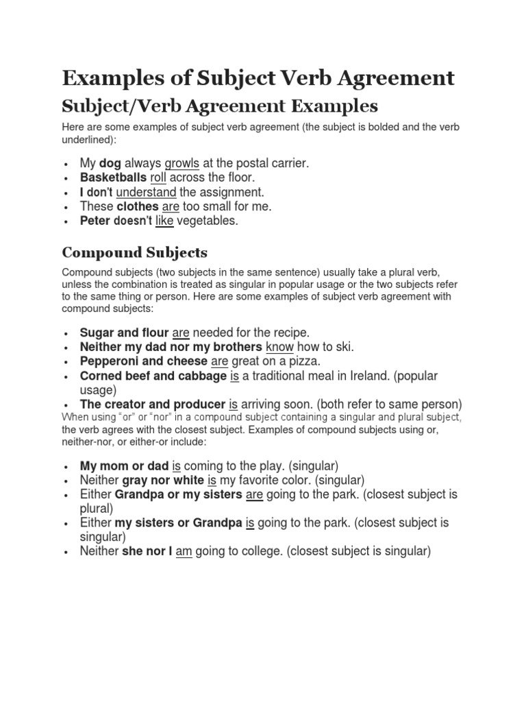 20 Rules of Subject Verb Agreement | PDF | Grammatical Number | Verb