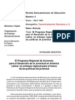 OEI (1994). El Programa Regional de Acciones Para El Desarrollo de La Juventud en América Latina