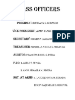 Class Officers: President Vice President Secretary Treasurer Auditor P.I.O