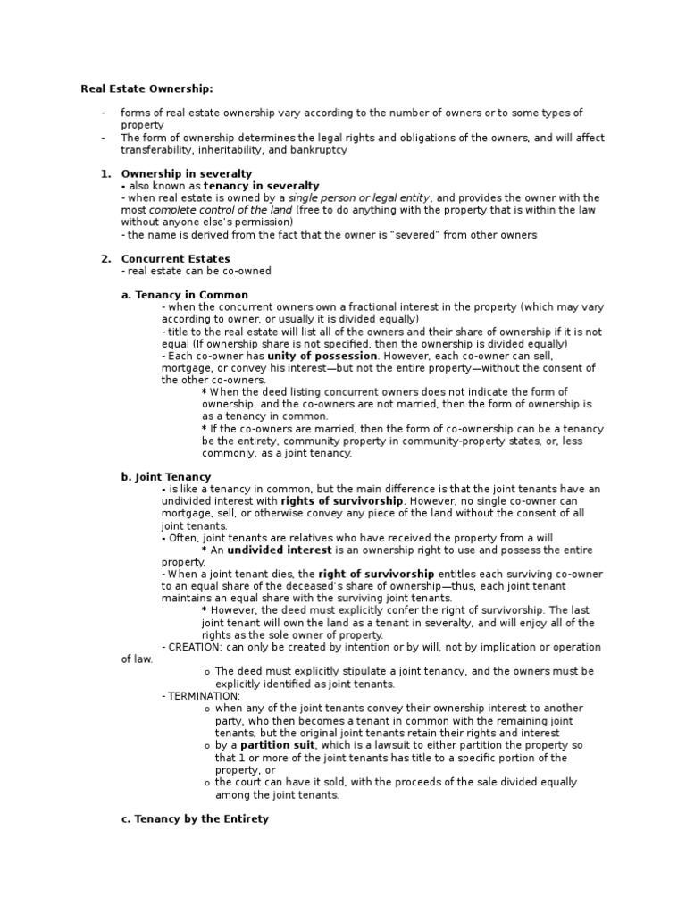 REA - Forms of Ownership | PDF