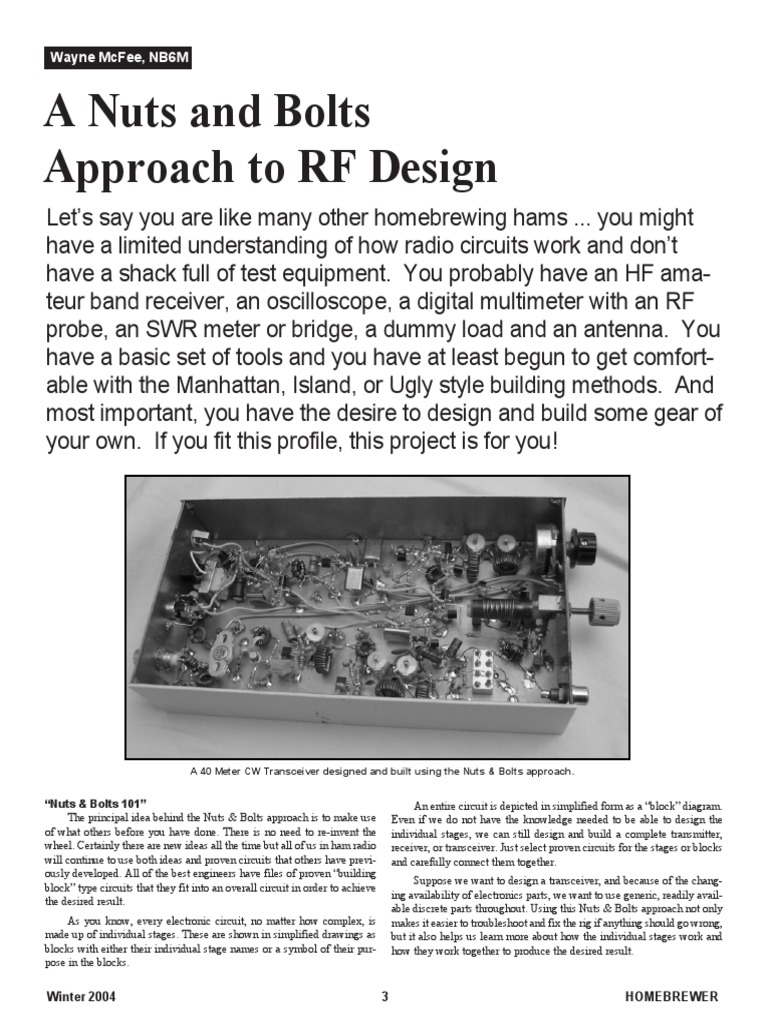 Homebrew RF Transceiver Design PDF Amplifier Electronic Filter