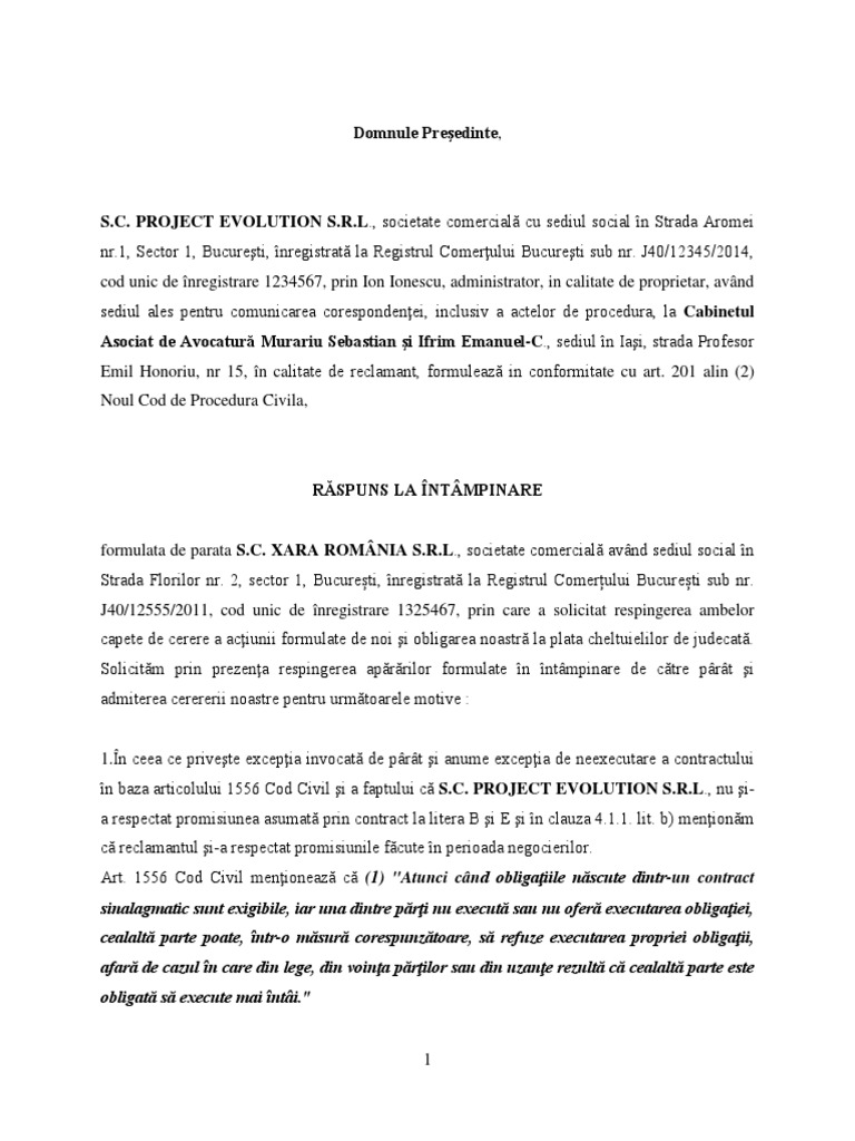 Raspuns La Intampinare | PDF
