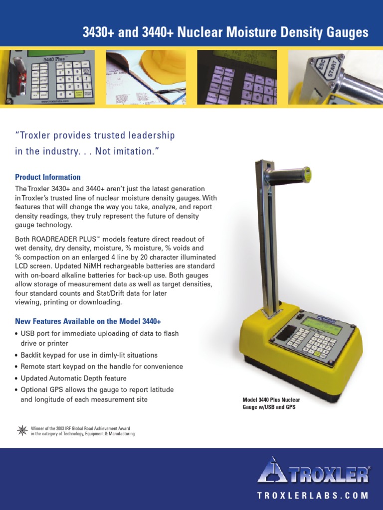 Troxler Compaction Nuclear Testing Rechargeable Battery Battery